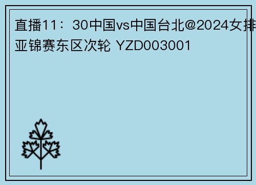 直播11：30中国vs中国台北@2024女排亚锦赛东区次轮 YZD003001